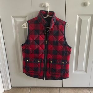 Navy and red plaid vest